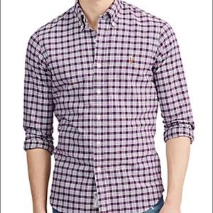 NWT Maroon/burgundy checkered collard polo shirt